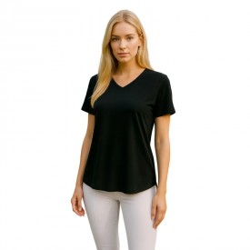 Μαύρη Μπλούζα Γυναικεία BS Collection με V Λαιμόκοψη – 67% Tencel & 33% Cotton - t-shirts στο  bscollection