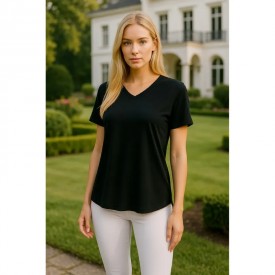 Μαύρη Μπλούζα Γυναικεία BS Collection με V Λαιμόκοψη – 67% Tencel & 33% Cotton - t-shirts στο  bscollection