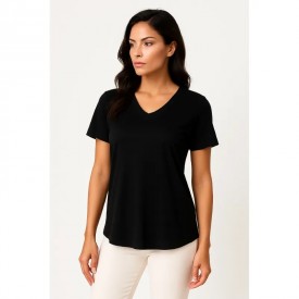Μαύρη Μπλούζα Γυναικεία BS Collection με V Λαιμόκοψη – 67% Tencel & 33% Cotton - t-shirts στο  bscollection