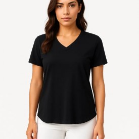 Μαύρη Μπλούζα Γυναικεία BS Collection με V Λαιμόκοψη – 67% Tencel & 33% Cotton - t-shirts στο  bscollection