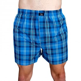 bs collection Μποξεράκι Καρό 100% Ελληνικό Βαμβάκι Μπλε - Μποξεράκια στο  bscollection