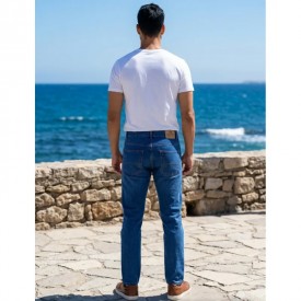 K788 KING WOLF Ανδρικό Ελαστικό Τζιν Μπλε Σκούρο - Παντελόνια Jeans στο  bscollection