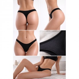 Γυναικείο Στρινγκ bs collection – Μαύρο  90% Micromodal – 10% Elastan - Κιλοτάκια - Σλίπ στο  bscollection