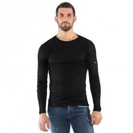 bs collection Ανδρική 100% Βαμβακερή Μακρυμάνικη Φανέλα Μαύρη XL - Φανέλες στο  bscollection