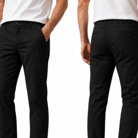 Ανδρικό Stretch Twill Chino Παντελόνι Stef – 98% Βαμβάκι 2% Ελαστάν | Premium Ποιότητα | Μαύρο - Παντελόνια Chino στο  bscollection