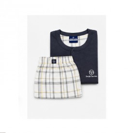 Ανδρική Καλοκαιρινή Πιτζάμα Sergio Tacchini Γκρι 100% Βαμβάκι με Καρό Σορτς - Πυτζάμες στο  bscollection