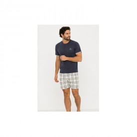 Ανδρική Καλοκαιρινή Πιτζάμα Sergio Tacchini Γκρι 100% Βαμβάκι με Καρό Σορτς - Πυτζάμες στο  bscollection