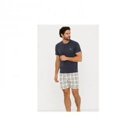Ανδρική Καλοκαιρινή Πιτζάμα Sergio Tacchini Γκρι 100% Βαμβάκι με Καρό Σορτς - Πυτζάμες στο  bscollection