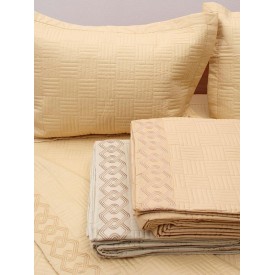 Κουβερλί Percale κεντητό Beige Υπέρδιπλο (220x240) Υπέρδιπλο (220x240) Sunshinehome - Κουβερλί στο  bscollection