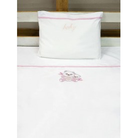 Σεντόνια κεντητά κούνιας Panda 02 Pink Κούνιας Κούνιας Sunshinehome - Σεντόνια στο  bscollection