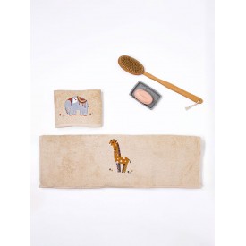 Fluffy Κεντητή Πετσέτα Beige Jungle 2 τμχ. Sunshinehome - Πετσέτες στο  bscollection