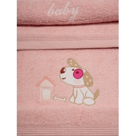 Σετ πετσέτες κεντητές Dog 07 Pink/Pink Sunshinehome - Πετσέτες στο  bscollection