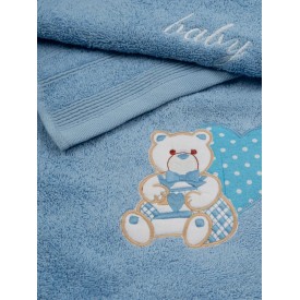 Σετ πετσέτες κεντητές Heart 10 Blue/Blue Sunshinehome - Πετσέτες στο  bscollection
