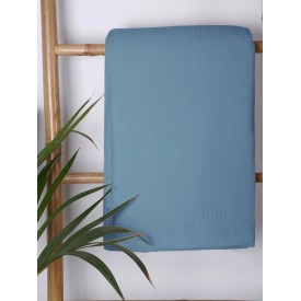 Κουβέρτα πικέ cotton Blue Μονή (165x265) Sunshinehome - Κουβέρτες στο  bscollection