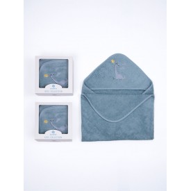 Fluffy Κεντητή Κάπα Blue Dino 75x75 Sunshinehome - Μπουρνούζια στο  bscollection