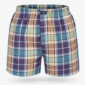bs 9/3004 Μποξεράκι Καρό 100% Greek Cotton Πράσινο/Μπλε/Εκρου - Μποξεράκια στο  bscollection