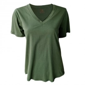 Χακί Μπλούζα Γυναικεία BS Collection με V Λαιμόκοψη – 67% Tencel & 33% Cotton - t-shirts στο  bscollection