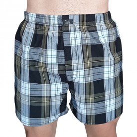 Ανδρικό Boxer Φαρδύ – Καρώ Γκρι Λαδί | 100% Ελληνικό Βαμβάκι – Κρυφό Κουμπί – BS Collection - Μποξεράκια στο  bscollection