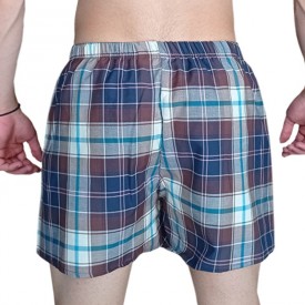 Ανδρικό Boxer Φαρδύ – Καρώ Καφέ Μπλε | 100% Ελληνικό Βαμβάκι – Κρυφό Κουμπί – BS Collection - Μποξεράκια στο  bscollection