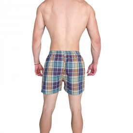 bs 9/3004 Μποξεράκι Καρό 100% Greek Cotton Πράσινο/Μπλε/Εκρου - Μποξεράκια στο  bscollection
